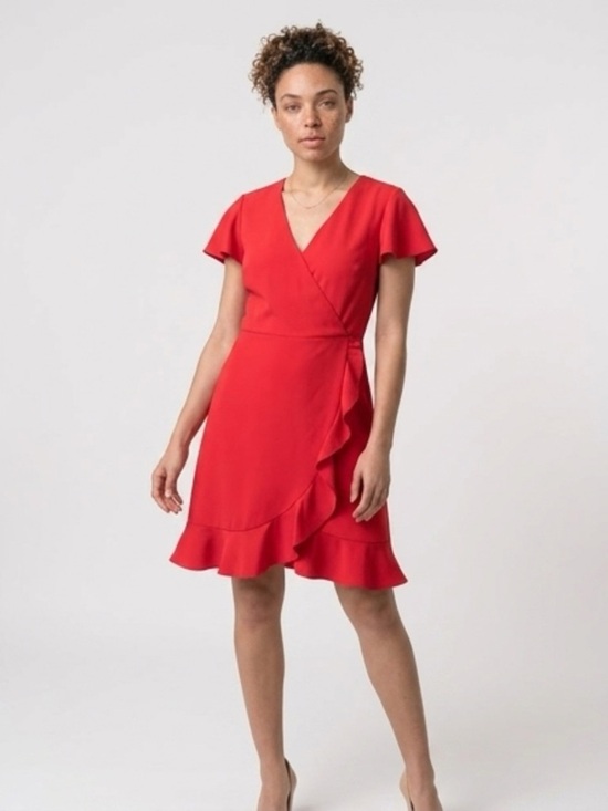 Draper James Dresses & Skirts - Draper James Red V-Neck Ruffle Wrap Midi Dress